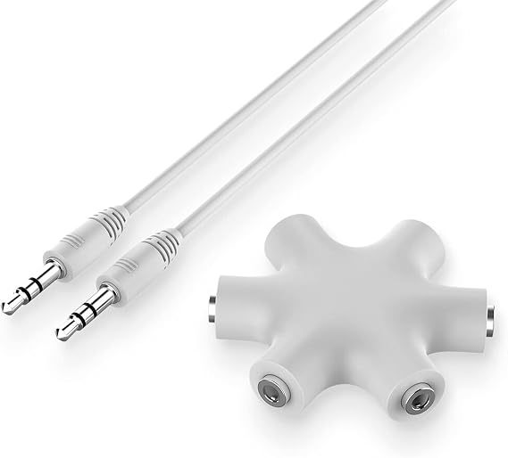 Microcase 5 Çıkışlı Kulaklık Ses Çoklayıcı Adaptör 5in1 Beyaz - AL2617