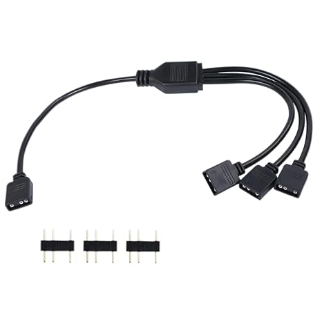 ARGB Splitter Cable 5V 3Pin, 1 to 3 Addressable RGB Extension Cable, Male Pins with Foolproof Design, Durable Braided Cable for PC Case, CPU Cooler, Fans & LED Lighting