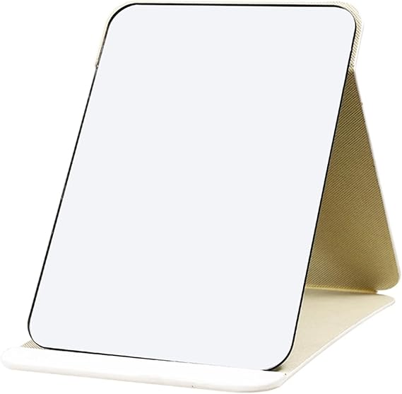 Portable Folding Tabletop Mirror,Super HD Compact Makeup Travel Mirror with PU Leather, Foldable Desktop Vanity Mirror for Men, Women and Girls
