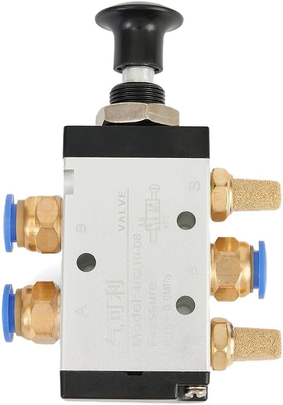 Besttoolifes 4R210-08 Push Pull Pneumatic Valve 5 Ways 2 Pos 1/4" for BSPT & Connector,Air Hand Lever Operated Valve,Wide Operating Range