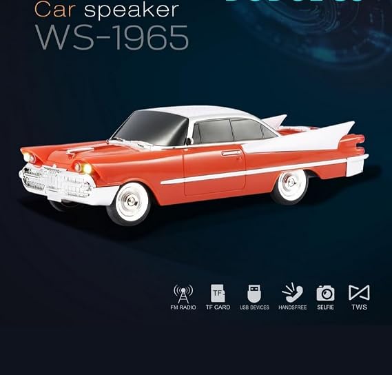 Araba Görünümlü Taşınabilir Kablosuz Bluetooth Hoparlör, FM Radyo, SD Kart, USB, MP3, Retro, Turuncu, WS-1965
