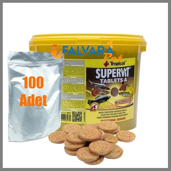100 Adet Tropical Süpervit A Tablets Kovadan Bölme Tablet Balık Yemi