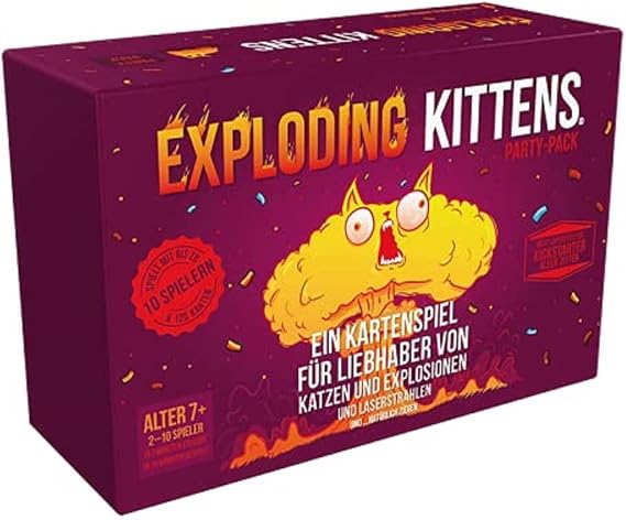 Exploding Kittens Exploding Kittens Party Pack Basic Game + Expansion Party Game Card Game 2-10 Players From 7+ Years 15+ Minutes German
