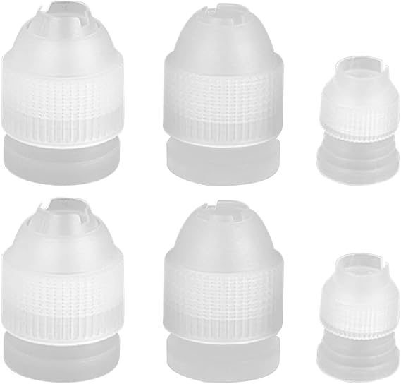 6 Pcs Piping Nozzles Coupler, Reusable Plastic Icing Piping Tip Converter Nozzle in 3 Sizes, Coupler Birthday Cake Decorating Tool for Cupcakes Cookies DIY Cream Jelly Mashed Potatoes