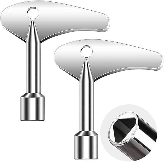 2 Pcs Triangular Key Inner Triangle Spanner Key Stainless Steel Multi-Functional Utilities Key Elevator Emergency Lift Door Lock Keys
