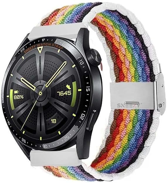 Xiaomi Watch S1 -S1 Active -Mi Watch -Watch Color 22mm İle Uyumlu Metal Klips Solo Fiberlink Örgü Kordon Beyaz Gökkuşağı
