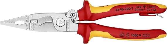 Knipex 13 96 200 T VDE-Tested Plier for Electrical Installation with Tether Attachment Point Multi-Colour