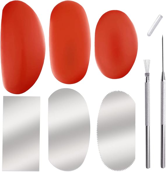 3 Sizes Rubber Pottery Clay Ribs + 3 Pcs Sculpture Pottery Molding Scraper Cutter + 1 Clay Ceramic Needle + 1 Feather Wire Texture Detail Tools Crafts for Sculpting Texturing Artists Modeling Potter