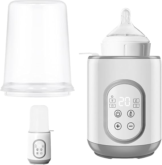 Baby Bottle Warmer, Portable Baby Milk Warmer, 8-in-1 Bottle Warmer with LCD&Timer, Smart Temperature Control and Automatic Shut-Off, Fast Baby Milk Warmer and Steriliser for Breastmilk&Formula