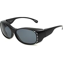 Dioptics Solar Shield Allison Polarized Rectangle Fits Over Sunglasses Black Medium Black M