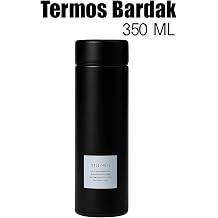 Paslanmaz Çelik Matara Termos Su Şişesi 350ML Vakumlu Kapak - Siyah
