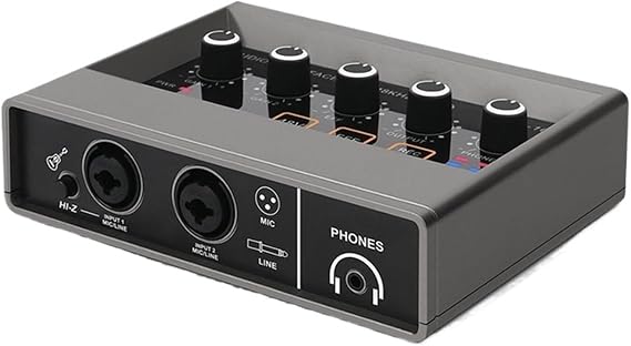 DJ Controller, Professional Mixer USB Interface Sound Card DJ Equipment Recording Studio Electric Guitar Converter