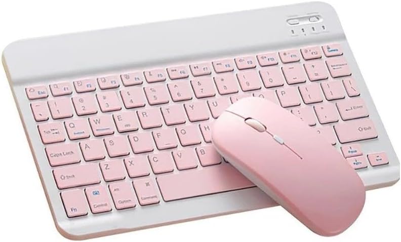 Mk-4 Kablosuz Ergonomik Apple-Android-Windows Manyetik Tablet Kılıf Uyumlu Klavye Mouse Kiti(Türkçe Q Klavye) (PEMBE)
