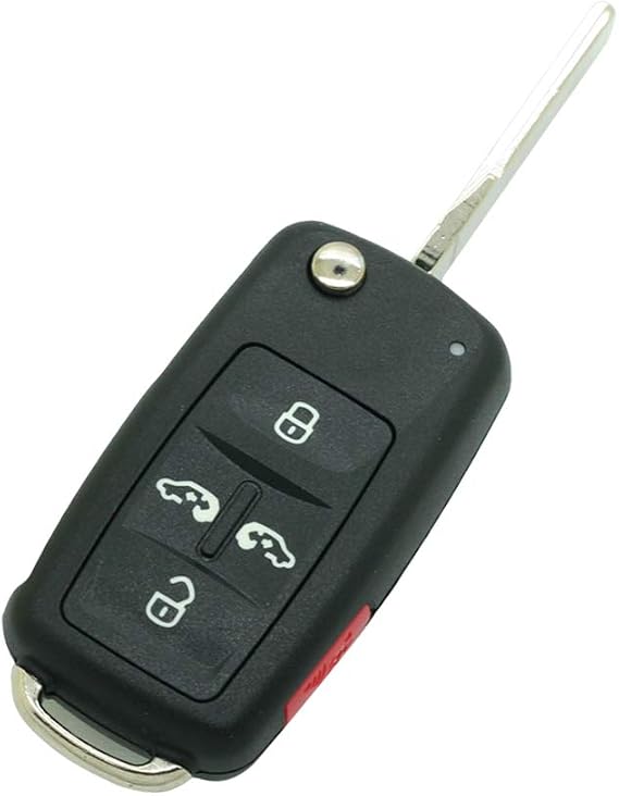 Replacement Key Shell Compatible with VW VOLKSWAGEN 5 Button Keyless Entry Remote Flip Key Case Fob 4+1 BTN SS826G