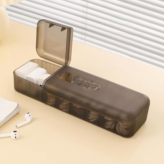 STARRY G Large Cable Organizer Box, 7 Grids Cable Tidy Box with 2 Open Lids, Storage Box for Data Cables, Charger Plug, Visible Cable Management Box - Free 12 Classified Stickers&10 Cable Ties