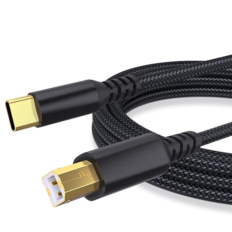 USB B to USB C Cable for Yamaha Casio Digital Piano, Musical Instrument Adapter for FlexMIDI Vortex, 2M Type C to Type B OTG Printer Cord for MacBook Pro, Audio Interface MIDI Keyboard, DJ Controller