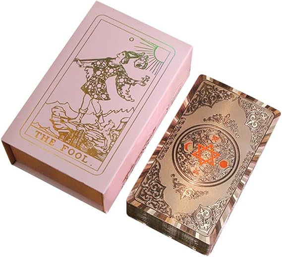 Classic rose gold tarot cards, pink playing cards, gold foil PET waterproof, illuminate your path with mysterious insights, exclusive tarot cards for women