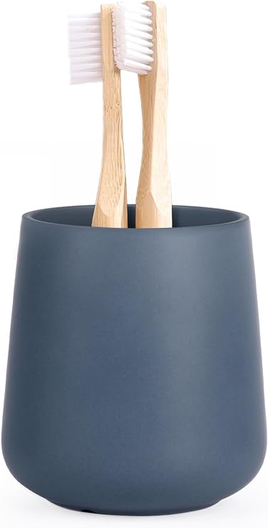 Ceramic Toothbrush Holder, 12 oz Blue Toothbrush Holder Ceramic Holder for Toothbrush, Mouthwash Cup Toothpaste Holder and Cup for Bathroom
