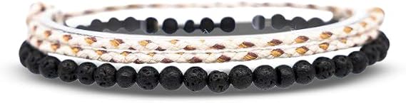 Made by Nami 2x Boho Surfer Bracelet Set Women & Men - Handmade Summer Beach Bracelets - Adjustable & 100% Waterproof - Festival Accessories - Beaded & Braided