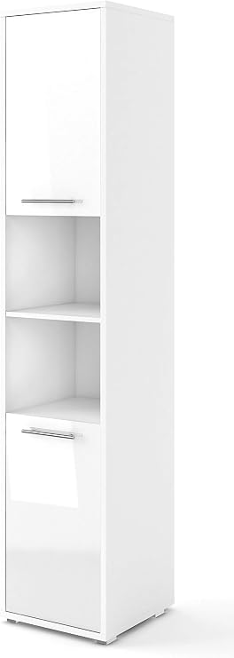 Arthauss CP-08 Modern Side Cabinets For Vertical Wall Beds in White Gloss - Elegant High Storage Solution for Foldable Beds