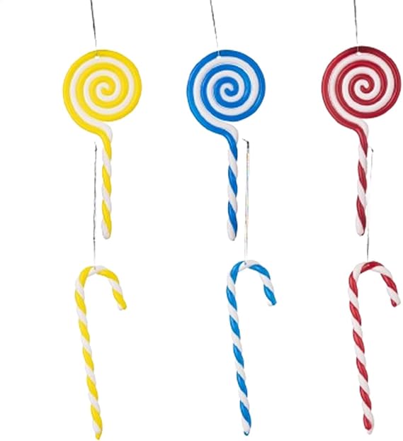 Candy Cane Christmas Decorations | 6X Cute Creative Candy Canes - Colorful Christmas Decorations, Multifunctional Hanging Candy Cane Ornaments for Home and Workplace