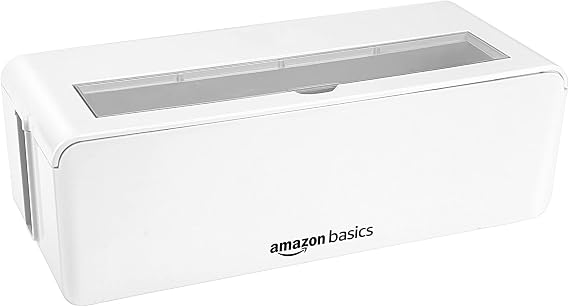 Amazon Basics Cable Organizer Box for Concealing and Organizing Cables - Large, White