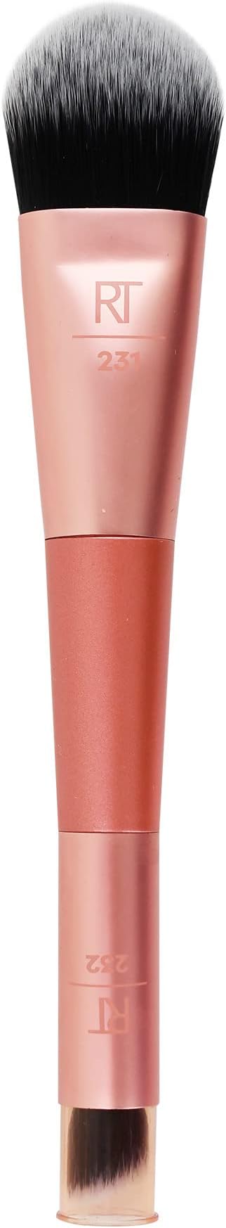 Real Techniques Cover & Conceal Çift Uçlu Makyaj Fırçası, Kusursuz Fondöten Kapsamı, Lekeleri ve Kusurları Pürüzsüzleştiren ve Kaplayan 2'si 1 Arada Fırça, Karıştırma ve Parlatma Fırçası, 1 Adet