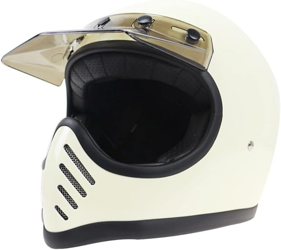 Vintage Full Face Helmet Motorcycle Motorbike Scooter Retro Classic Crash Racing Rally Touring ECE Approved Helmet A,Large