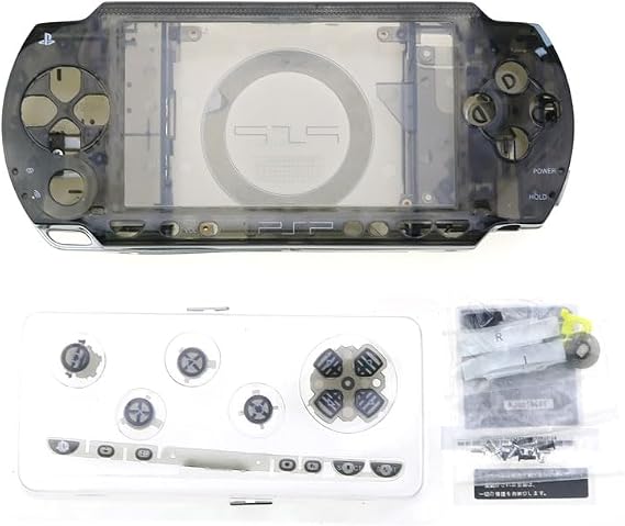 cltgxdd PSP 1000 Shell Special Cover Abrasion Resistant Replacement Modification Case Repair Parts Kit with Buttons/Screws/Sticker Set Transparent Black