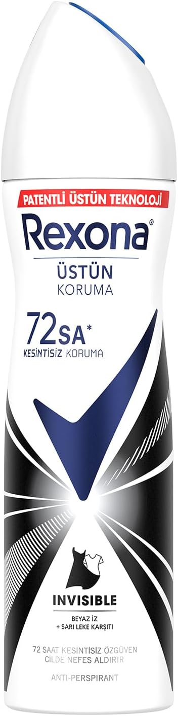 Rexona Women's Spray Deodorant Invisible White Trace Anti Yellow Stain 150 ml