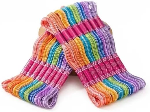 DIY Color Gradient Cross Stitch Thread, 2 Packs Embroidery Floss with 8 Strands 8M Each, Ombre Embroidery Threads for Friendship Bracelet Making, Sewing & Craft Kits