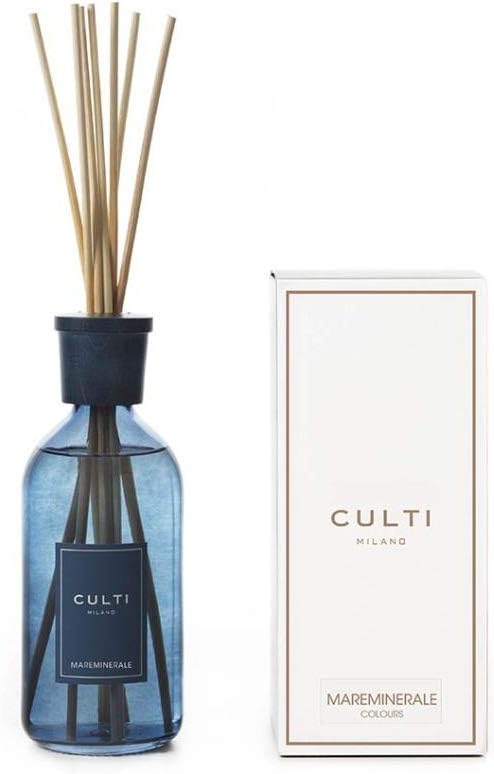 Culti 500ml Milan Style Blue Stick Diffuser | Marémineral, Marine Accord, Mineral Musk Fragrance - Duration 3 Months - Meter 10 to 20 m²