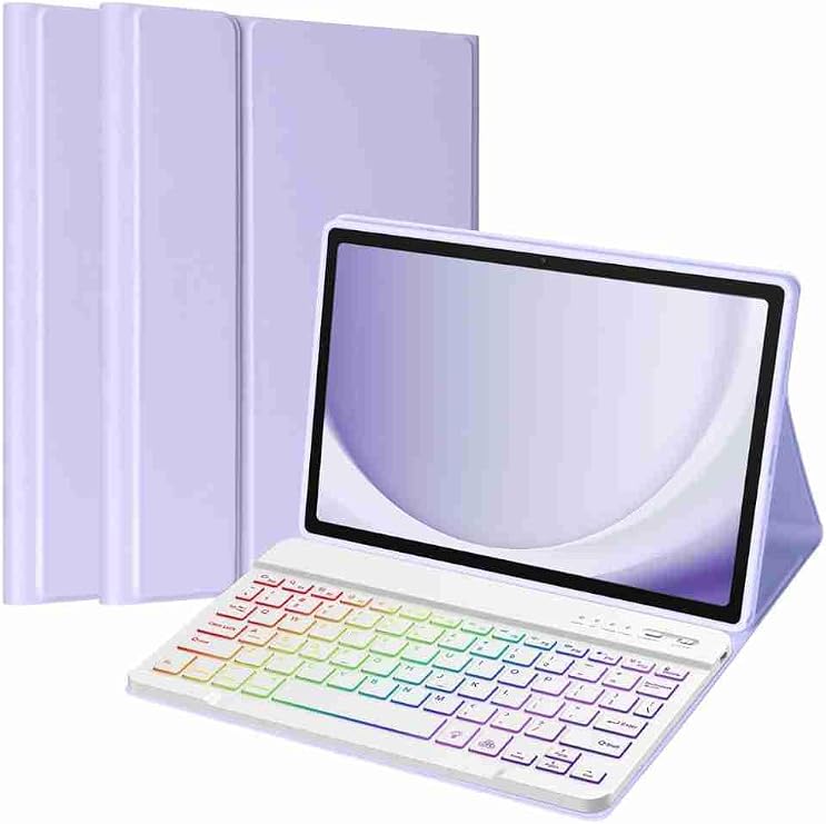 Fuchsia Galaxy Tab A9 Plus ile Uyumlu X210/X215/X216/X218 Klavyeli Tablet Kılıfı