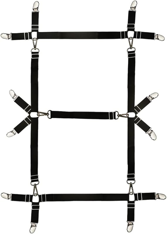 Bed Sheet Straps Nonslip Fitted Sheet Clips,Adjustable Elastic Bedding Holder Easy Install on Mattress Covers (Black)
