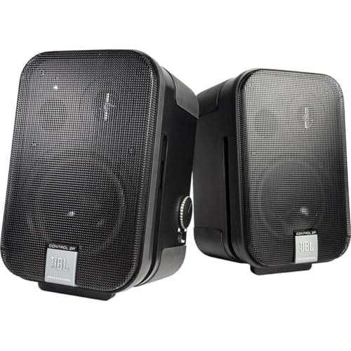JBL Professional C2PS Control 2P Compact Powered Monitor, Desktop Reference Monitors, Master and Extension Speaker Pair, 5.25 Woofer, 35 Watts, XLR, 14 and RCA Inputs, Black