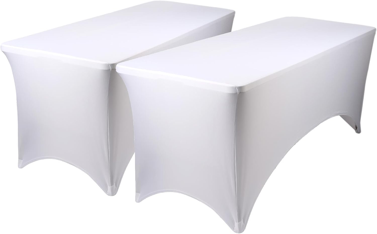 Harbour Housewares Rectangular Spandex Fitted Tablecloths - 6ft (180cm) - White - 2x Elasticated Stretchy Outdoor Garden Folding Display Party Dining Trestle Table Cloth Cover with Stretch