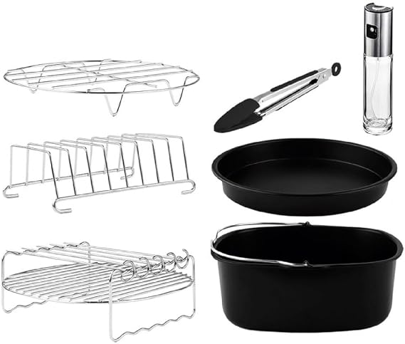 Cecotec Cecofry Pack Accessories Kit for 5 to 6.5 L Oil-Free Fryer Accessories - 8 Accessories, Non-Stick Coating, Dishwasher Safe, BPA-Free