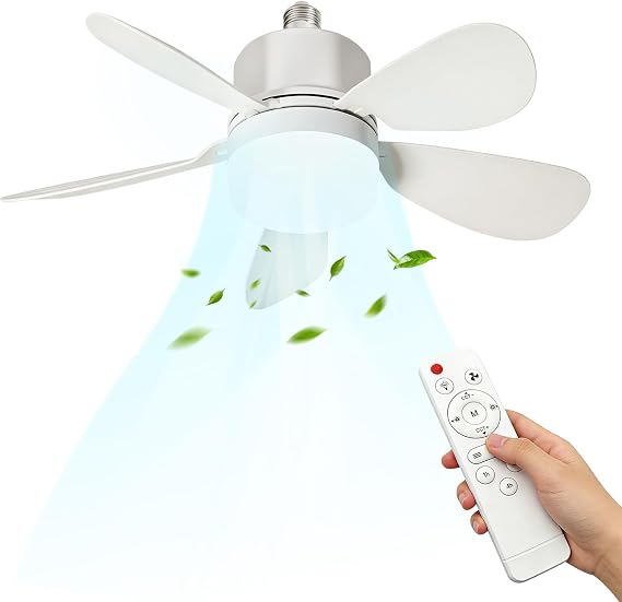 Ceiling Fan Light: Remote Controlled Timer Ceiling Fans Dimmable, Adjustable Ceiling Fan, Fan Light Ceiling, 3 Speeds Adjustment 3 Color Switching for Bedroom, Living Room, Kitchen, E27 Socket [Energy Class G]