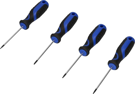 BRILLIANT TOOLS BT034004 Screwdriver Set 4-Piece TX Profile [Powered by KS Tools] Black Blue