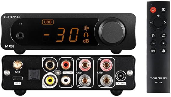 AOSHIDA Topping MX3s Hi-Res Audio DAC Amp, USB/Optical/Coaxial/Bluetooth to RCA AKM DAC with 3.5mm Headphone Output, Speaker Subwoofer 2.1 Class D Amplifier with Remote Control (Black)