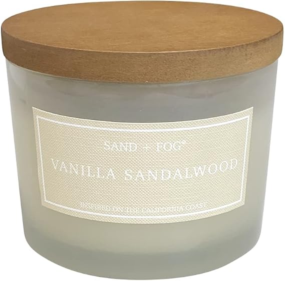 Sand + Fog 香り付きキャンドル - バニラサンダルウッド - 追加の香りとサイズ - 100%コットン 鉛フリー - ラグジュアリーエアフレッシュニングジャーキャンドル - 完璧なホームデコ - 12オンス