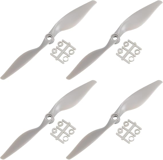 sourcing map 8x4 Propeller RC Propellers 2 Vane Blades Props Grey with Adapter Rings for Electric Airplane Aircraft, Pack of 4