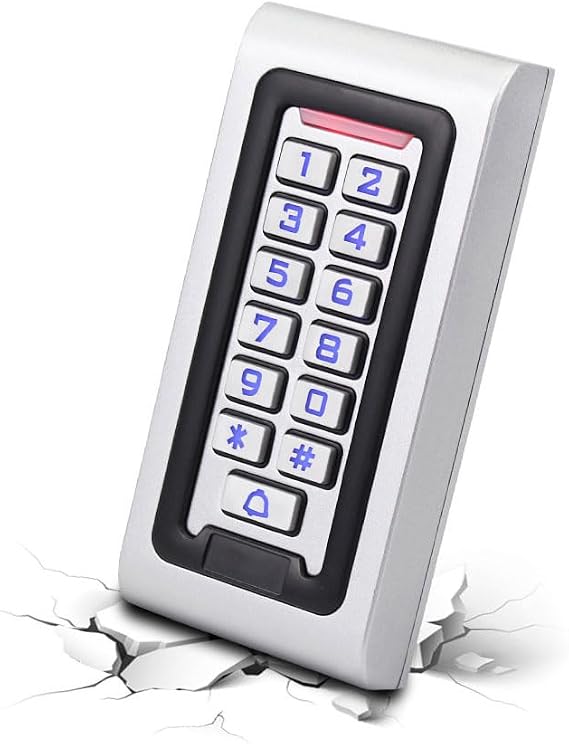 Access control keypad TP68 waterproof 125KHz RFID metal keypad, 2000 users, backlight, access control system suitable for apartments, villas, company warehouses, garages
