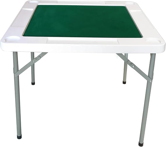 Folding Mahjong Table Player Folding Card Game Table Square Mahjong Foldable with Green Playing Surface Cup Holder