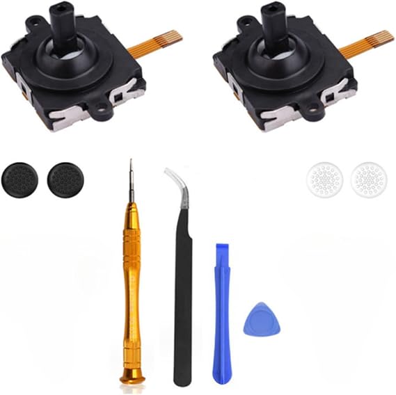 VicRole Replacement Thumb Stick Black for Meta Quest 2 Controller Repair Kit Button Custom Black Analog Stick Joystick for Oculus Quest 2 VR Headset with Pry Tool Set of 10