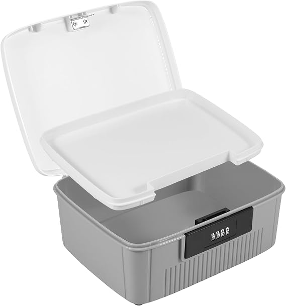 NIHUIFDPY Medicine Lock Box, Medication Lockable Container for Refrigerator with Code, Food Safe Locking Box for Medicine, Food Snacks, Phone, Office Documents Safety(grey)