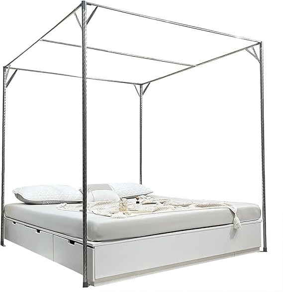 Four Poster Bed Frame with Post Posts, Double Bed Frame, Full Size, Heavy Duty Four Poster Metal Canopy, King Bed Frame (Size: King Small)