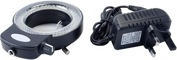 Ring Light Illuminator for Stereo Microscope, 0-100% Adjustable, Durable in Use for Camera Home Microscope Office (Black)
