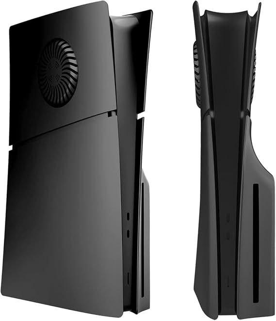 新型PS5 Slim 本体用 交換フェイスプレート＆サイドカバー ディスクドライブ搭載モデル 対応 ブラック+冷却口, ディスク版