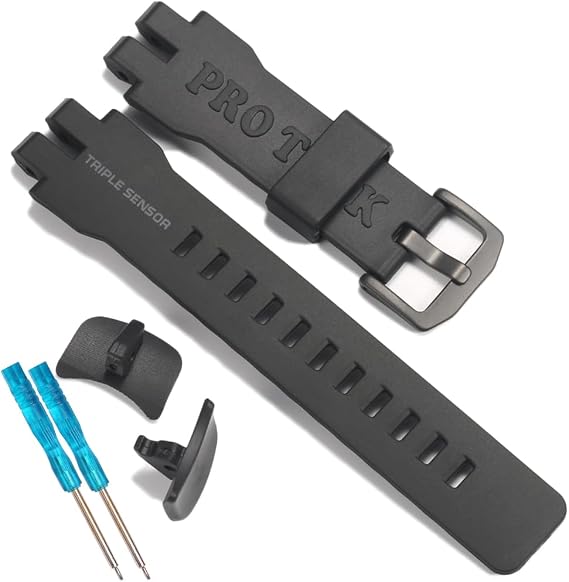 Resin Strap Replacement for Casio Protrek PRG-300 PRW-6000 PRW-6100 With Connector, PRW-3000 PRW-3100 Watch Band for Men and Women